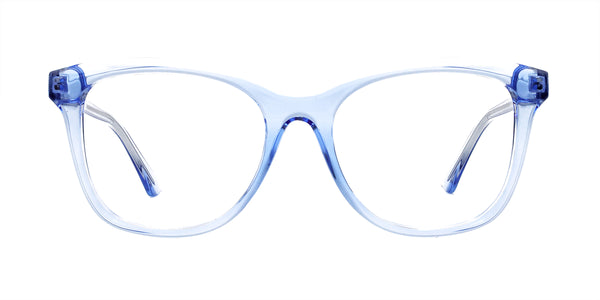 embrace cat eye transparent blue eyeglasses frames front view