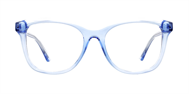 embrace cat eye transparent blue eyeglasses frames front view