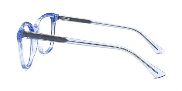embrace cat eye transparent blue eyeglasses frames side view