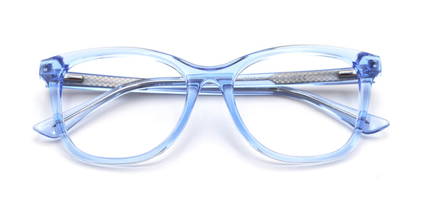 embrace cat eye transparent blue eyeglasses frames top view