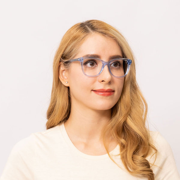 embrace cat eye transparent blue eyeglasses frames for women side view