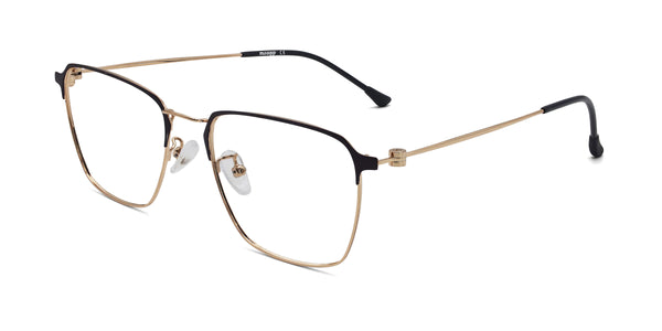 enrich square black gold eyeglasses frames angled view
