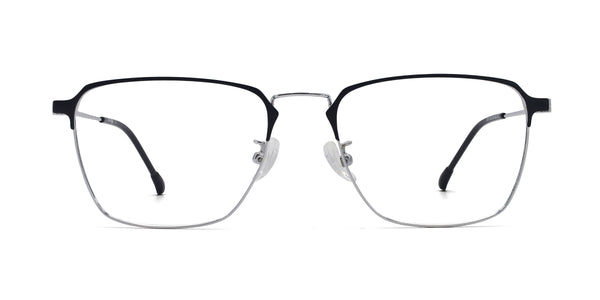enrich square black silver eyeglasses frames front view