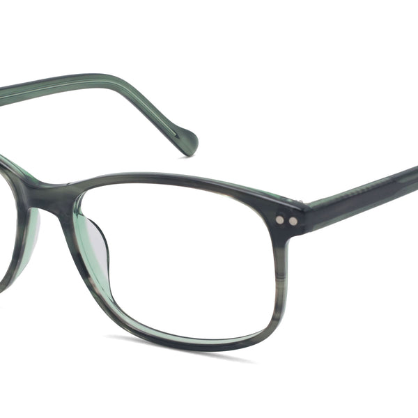 eon rectangle green eyeglasses frames angled view