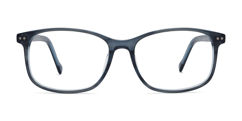 eon rectangle blue eyeglasses frames front view