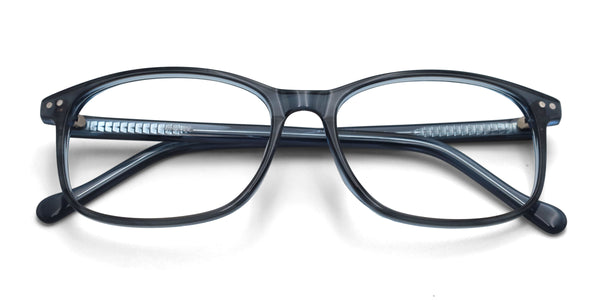 eon rectangle blue eyeglasses frames top view