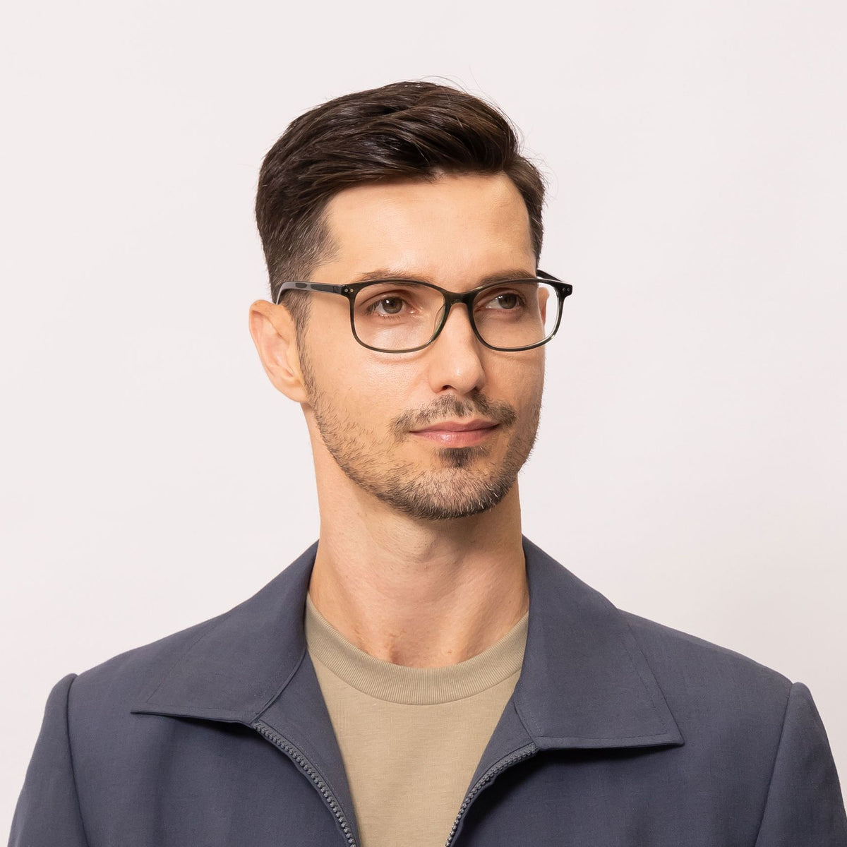 eon rectangle green eyeglasses frames for men side view