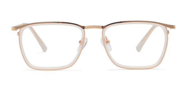 euphoria rectangle white gold eyeglasses frames front view