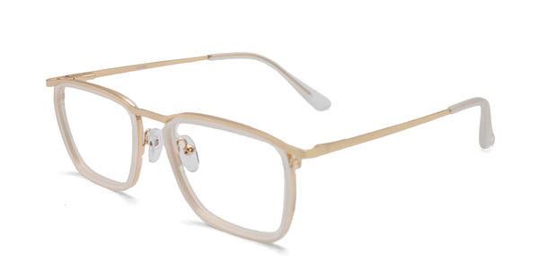 euphoria rectangle white gold eyeglasses frames angled view