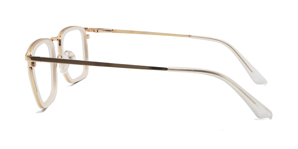 euphoria rectangle white gold eyeglasses frames side view