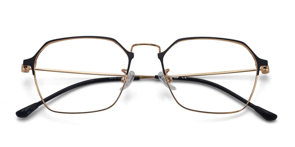 evening geometric black gold eyeglasses frames top view