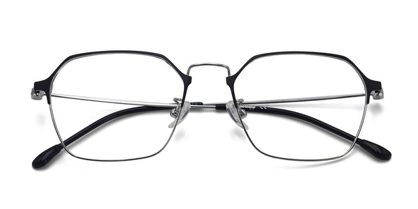 evening geometric black silver eyeglasses frames top view