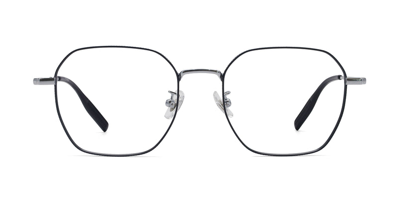 fabulous geometric black silver eyeglasses frames front view