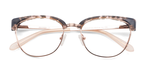 fair browline pink tortoise eyeglasses frames top view