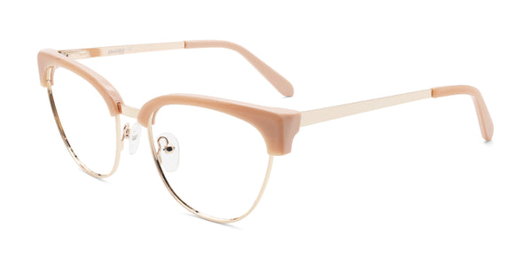 fair browline pink eyeglasses frames angled view