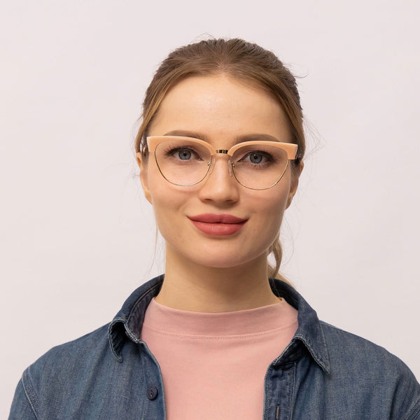 fair browline pink eyeglasses frames for women front view