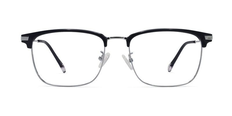 famed square black silver eyeglasses frames front view
