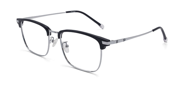 famed square black silver eyeglasses frames angled view