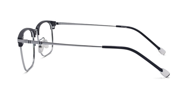 famed square black silver eyeglasses frames side view