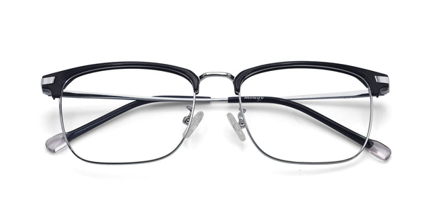 famed square black silver eyeglasses frames top view