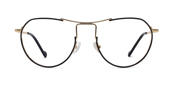 fearless geometric black gold eyeglasses frames front view