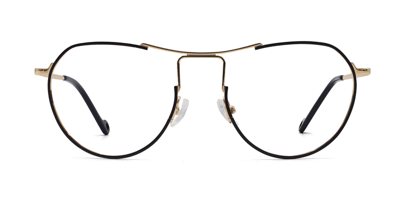 fearless geometric black gold eyeglasses frames front view