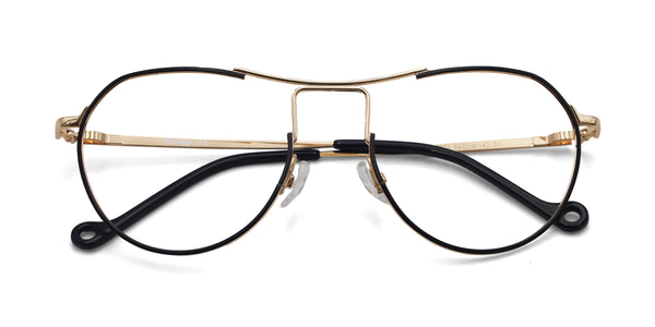 fearless geometric black gold eyeglasses frames top view