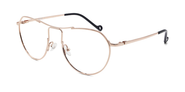 fearless geometric rose gold eyeglasses frames angled view