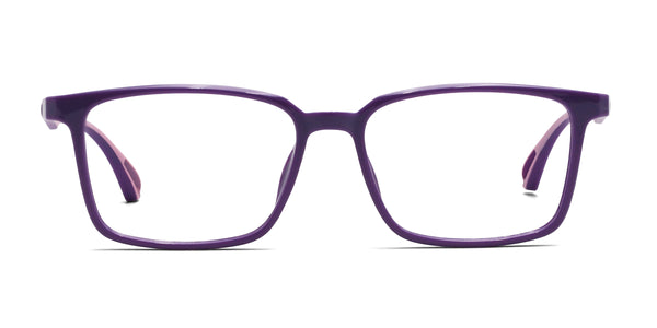 festive rectangle purple eyeglasses frames front view