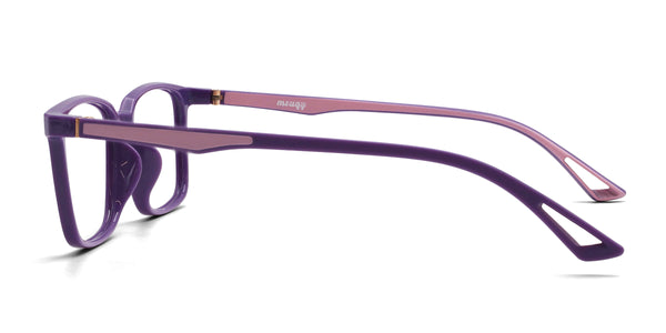 festive rectangle purple eyeglasses frames side view