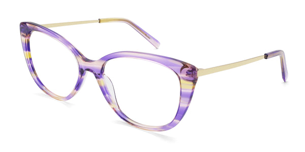 firefly cat eye purple eyeglasses frames angled view