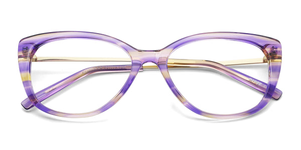 firefly cat eye purple eyeglasses frames top view
