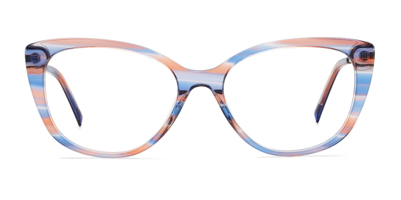 firefly cat eye blue eyeglasses frames front view