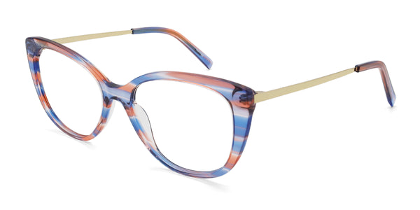 firefly cat eye blue eyeglasses frames angled view