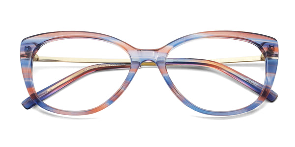 firefly cat eye blue eyeglasses frames top view