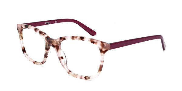 florist square pink floral eyeglasses frames angled view