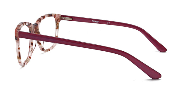 florist square pink floral eyeglasses frames side view