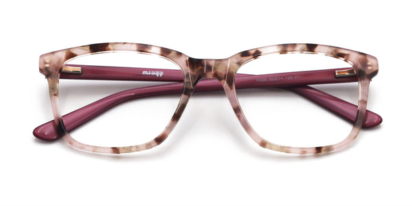 florist square pink floral eyeglasses frames top view