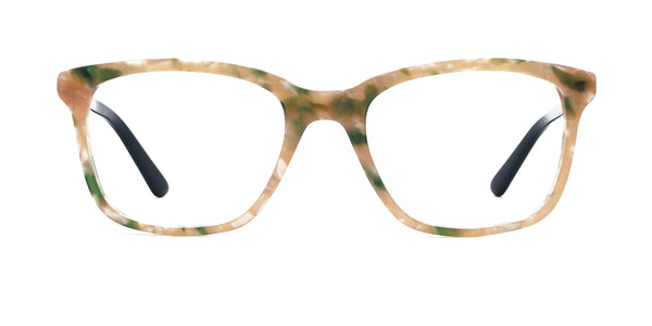 florist square green floral eyeglasses frames front view