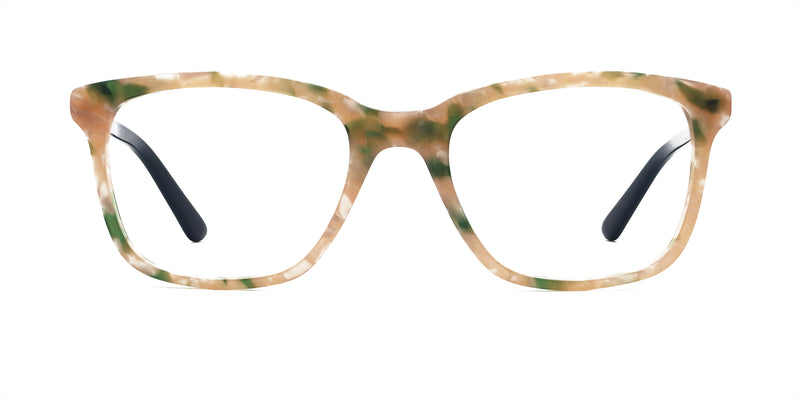 florist square green floral eyeglasses frames front view