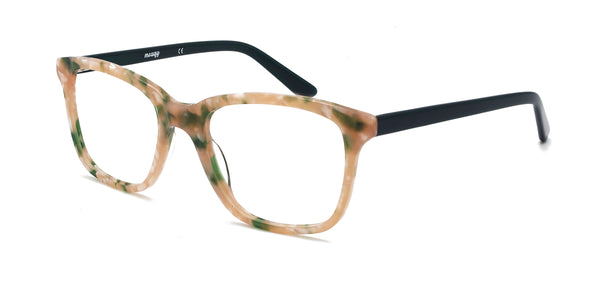florist square green floral eyeglasses frames angled view