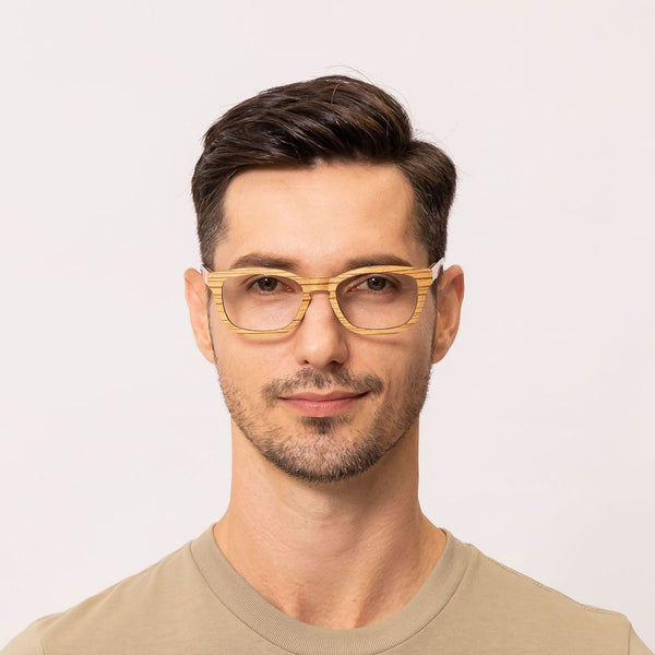 freedom rectangle brown eyeglasses frames for men front view