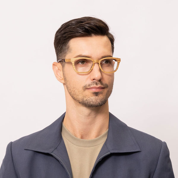 freedom rectangle brown eyeglasses frames for men side view