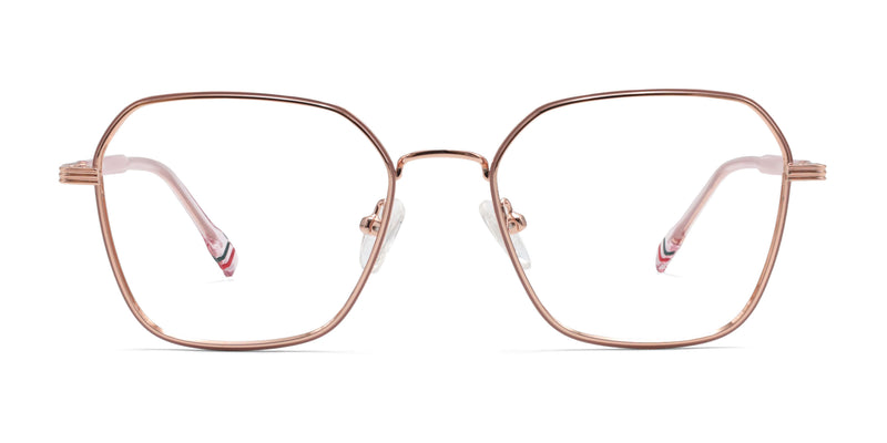 fresh geometric rose gold eyeglasses frames front view