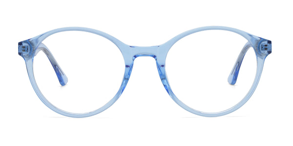 gala round clear blue eyeglasses frames front view