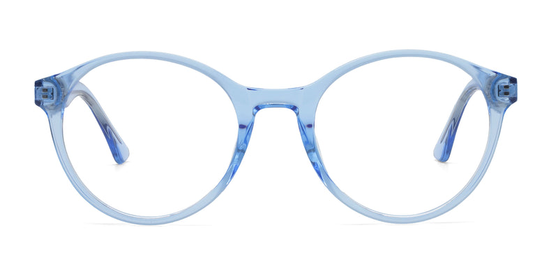 gala round clear blue eyeglasses frames front view