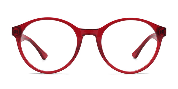 gala round shiny red eyeglasses frames front view