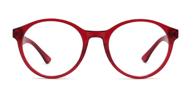 gala round shiny red eyeglasses frames front view