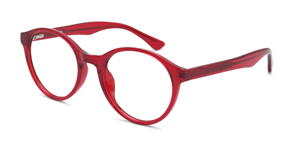 gala round shiny red eyeglasses frames angled view