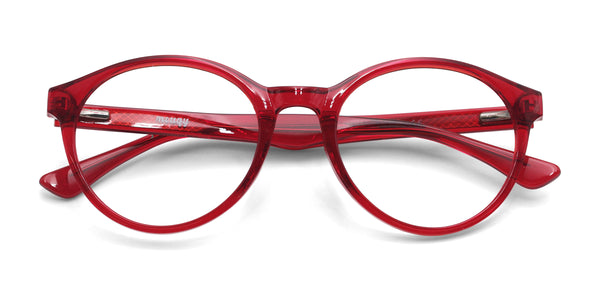 gala round shiny red eyeglasses frames top view